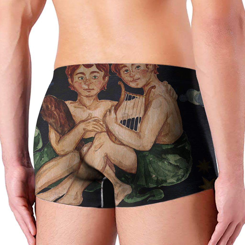 Watercolor Gemini Zodiac Sign Print Men's Boxer Briefs