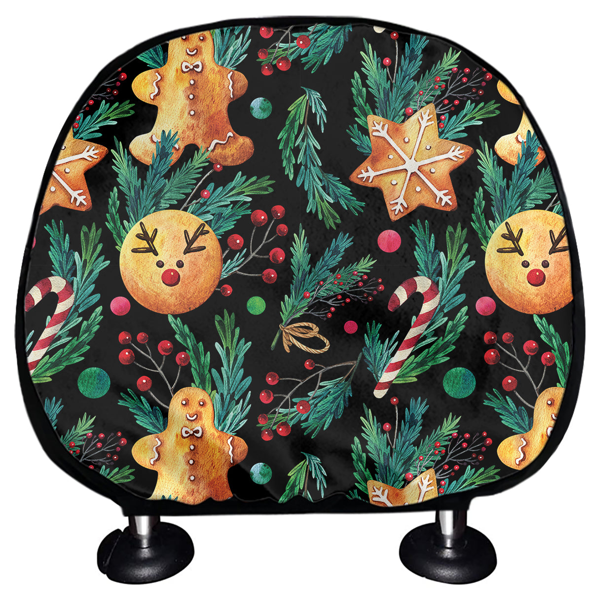 Watercolor Gingerbread Pattern Print Car Headrest Covers