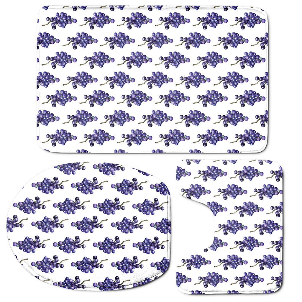 Watercolor Grape Pattern Print 3 Piece Bath Mat Set