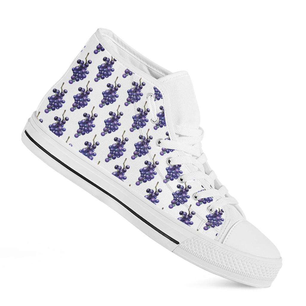 Watercolor Grape Pattern Print White High Top Shoes