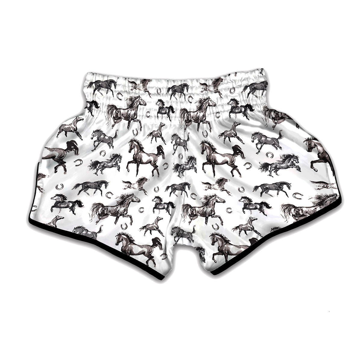 Watercolor Horse Pattern Print Muay Thai Boxing Shorts
