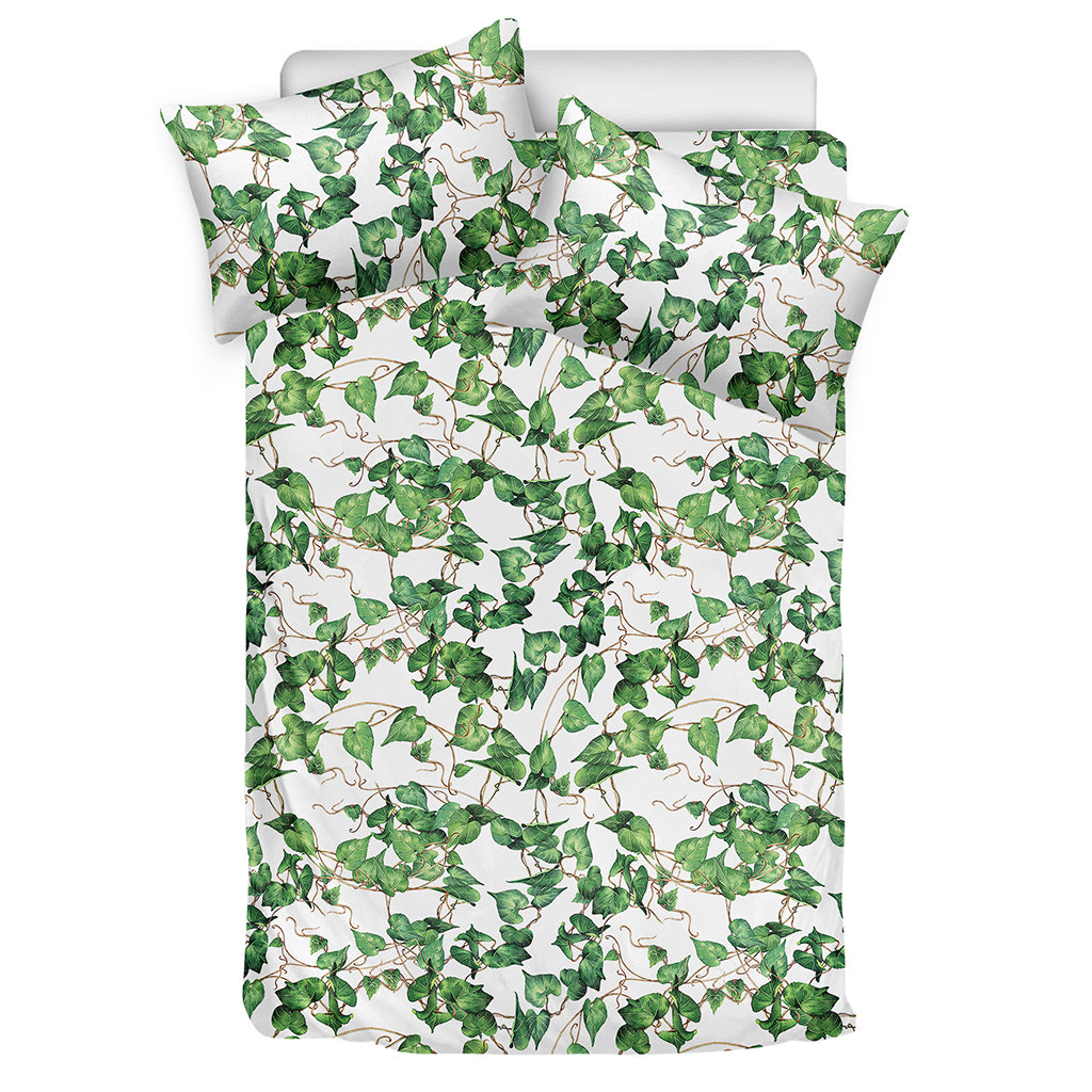 Watercolor Ivy Leaf Pattern Print Duvet Cover Bedding Set