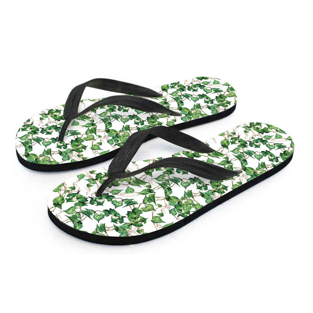 Watercolor Ivy Leaf Pattern Print Flip Flops