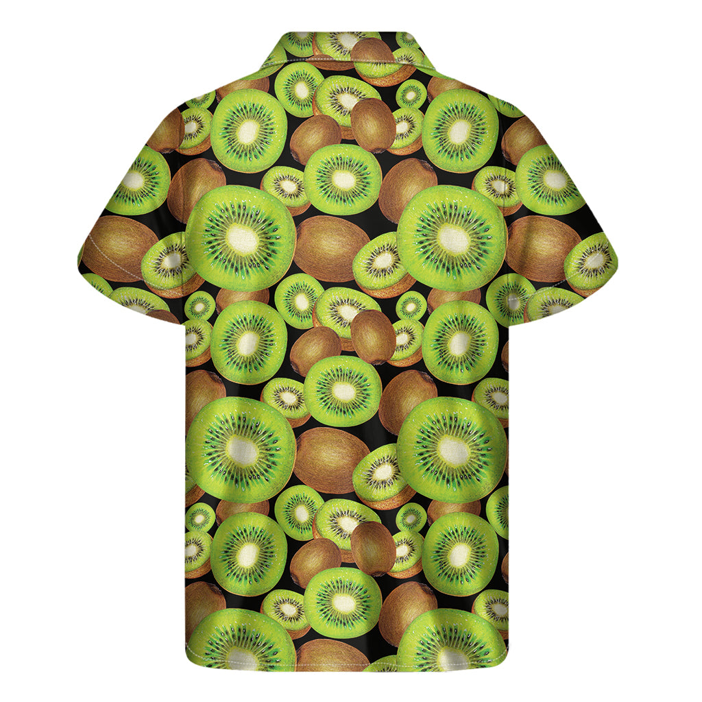 Watercolor Kiwi Pattern Print Men's Short Sleeve Shirt