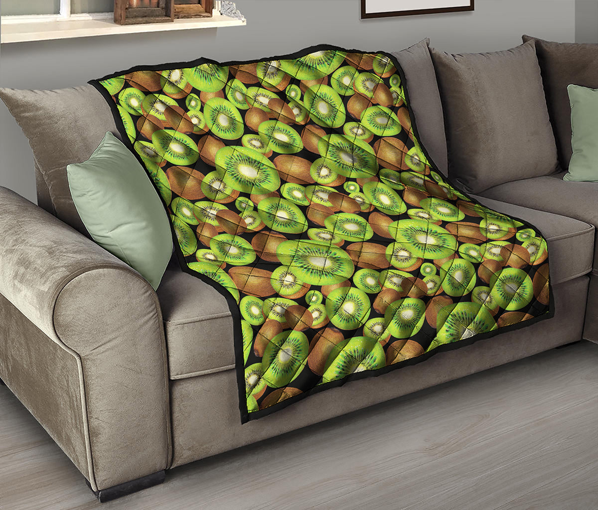 Watercolor Kiwi Pattern Print Quilt