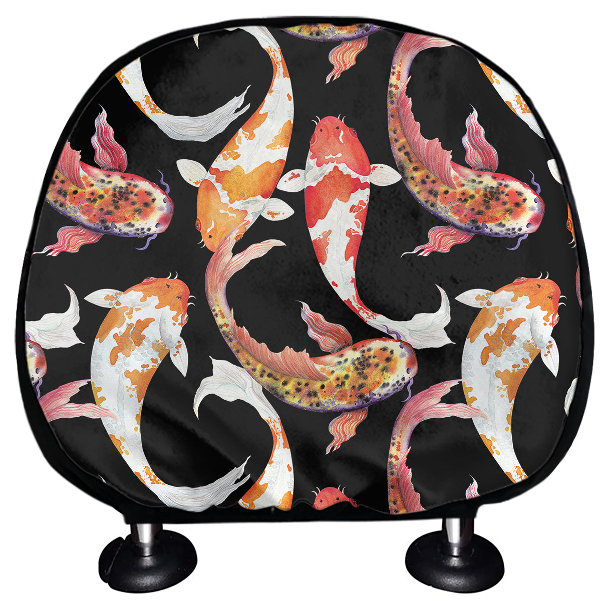Watercolor Koi Carp Fish Pattern Print Car Headrest Covers