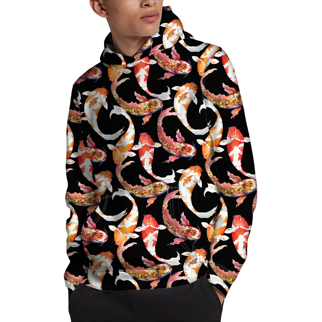 Watercolor Koi Carp Fish Pattern Print Pullover Hoodie