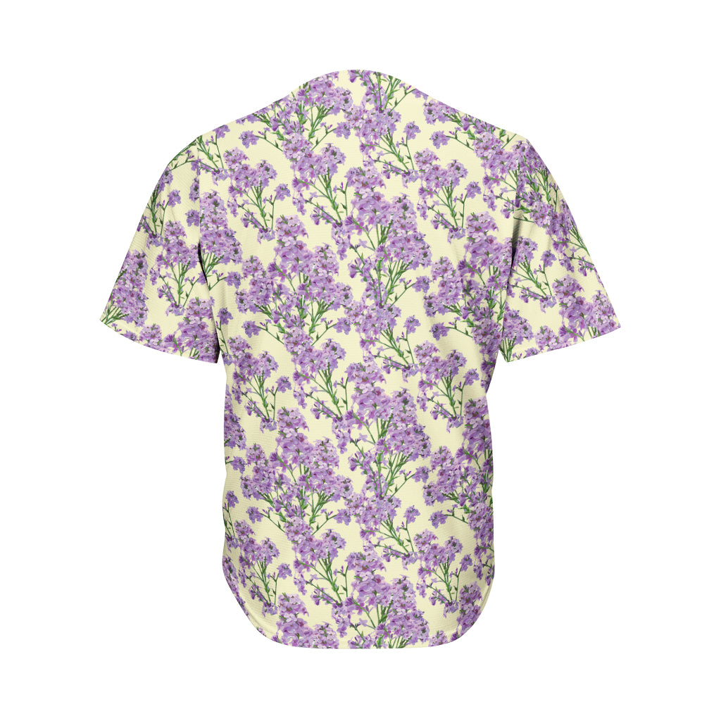 Watercolor Lavender Pattern Print Men's Baseball Jersey