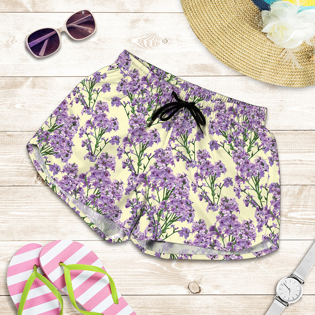 Watercolor Lavender Pattern Print Women's Shorts