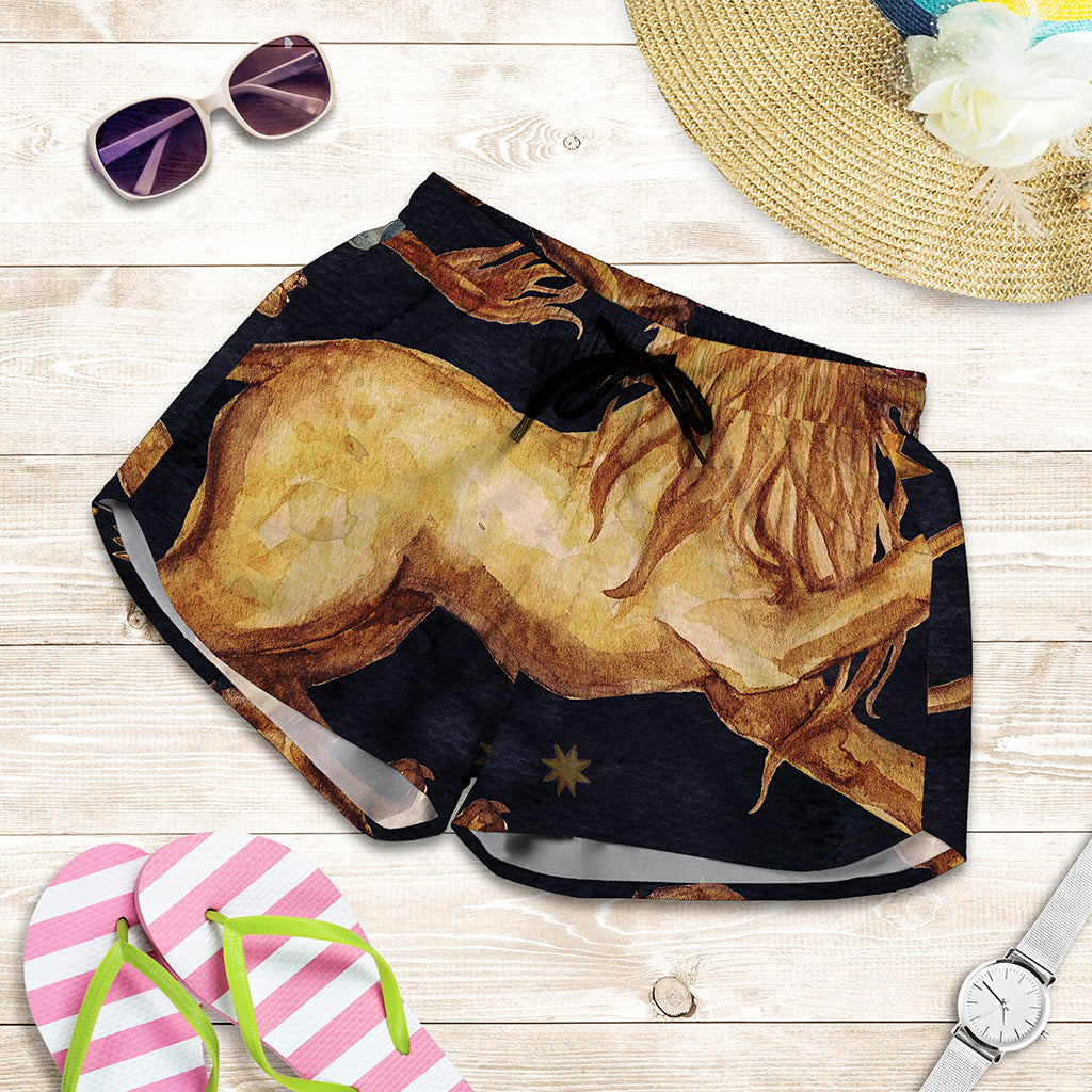 Watercolor Leo Zodiac Sign Print Women's Shorts