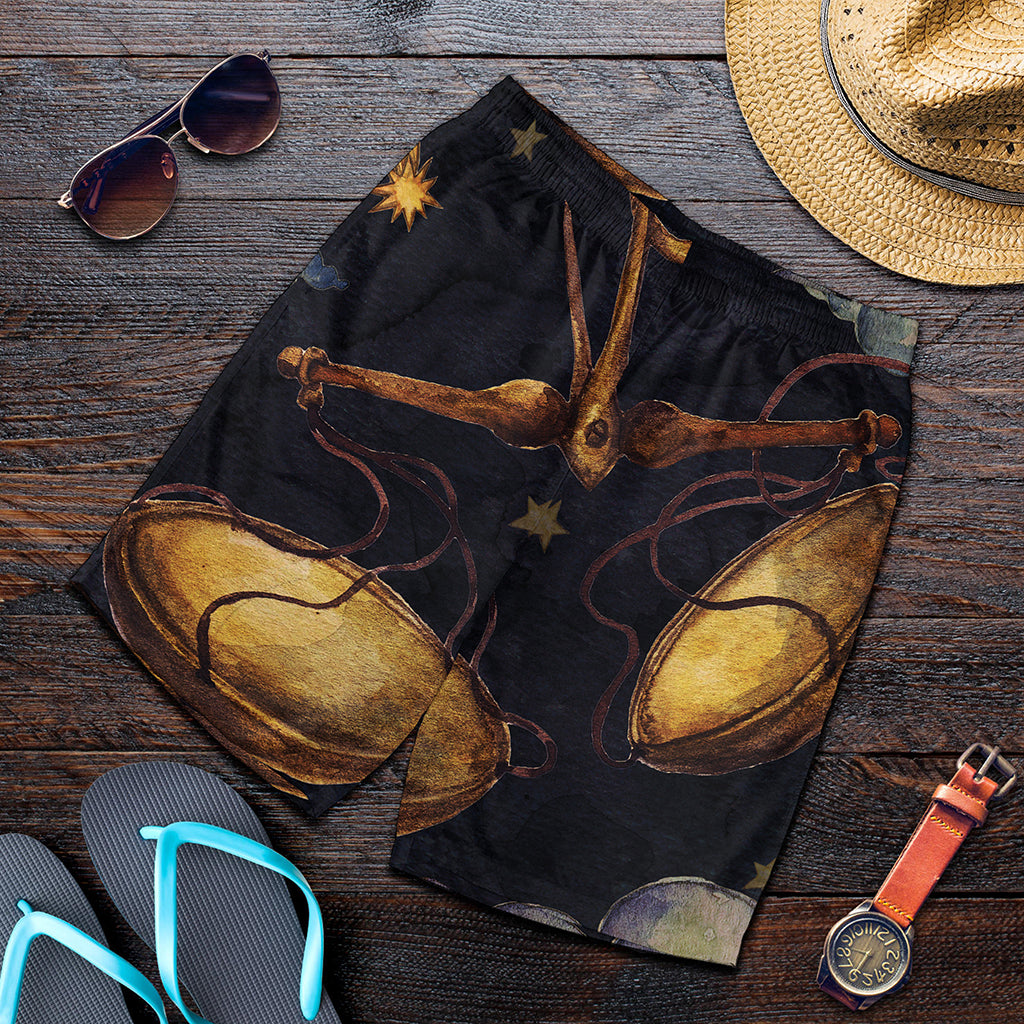 Watercolor Libra Zodiac Sign Print Men's Shorts