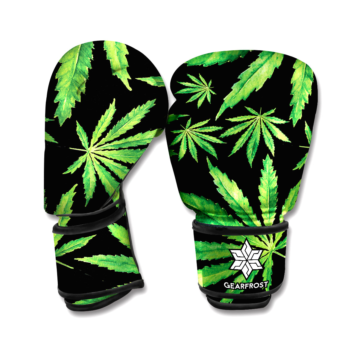 Watercolor Marijuana Leaf Pattern Print Boxing Gloves