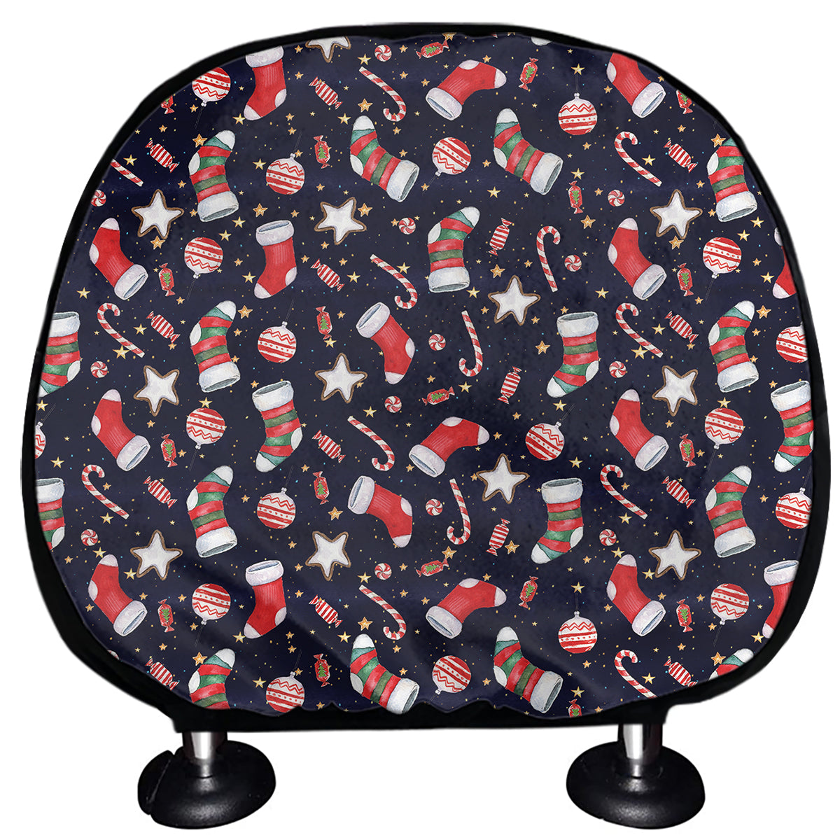 Watercolor Merry Christmas Pattern Print Car Headrest Covers
