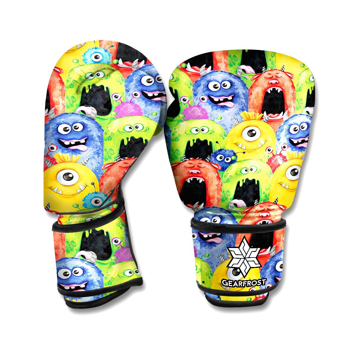 Watercolor Monster Pattern Print Boxing Gloves