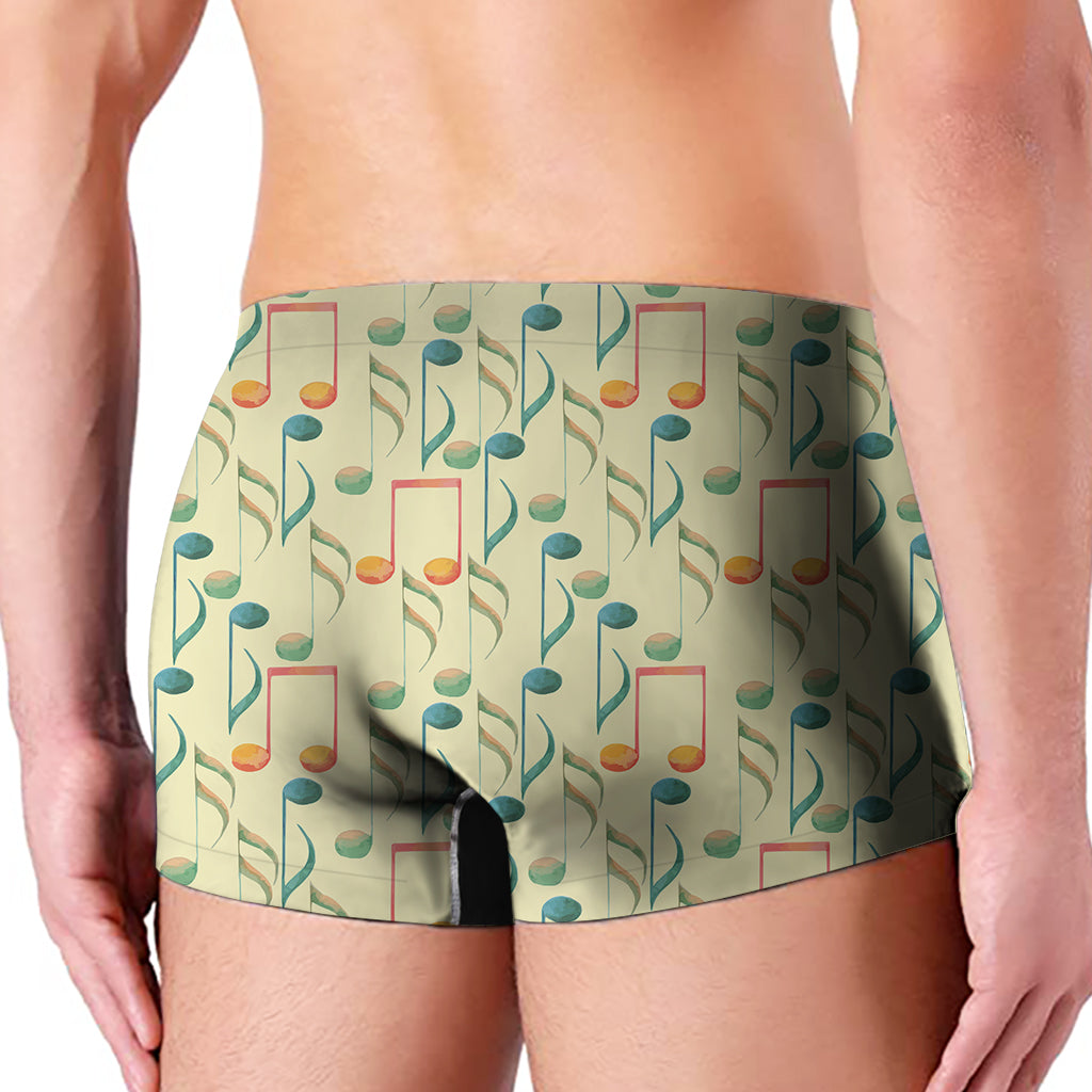 Watercolor Music Notes Pattern Print Men's Boxer Briefs