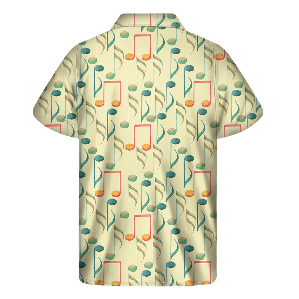 Watercolor Music Notes Pattern Print Men's Short Sleeve Shirt