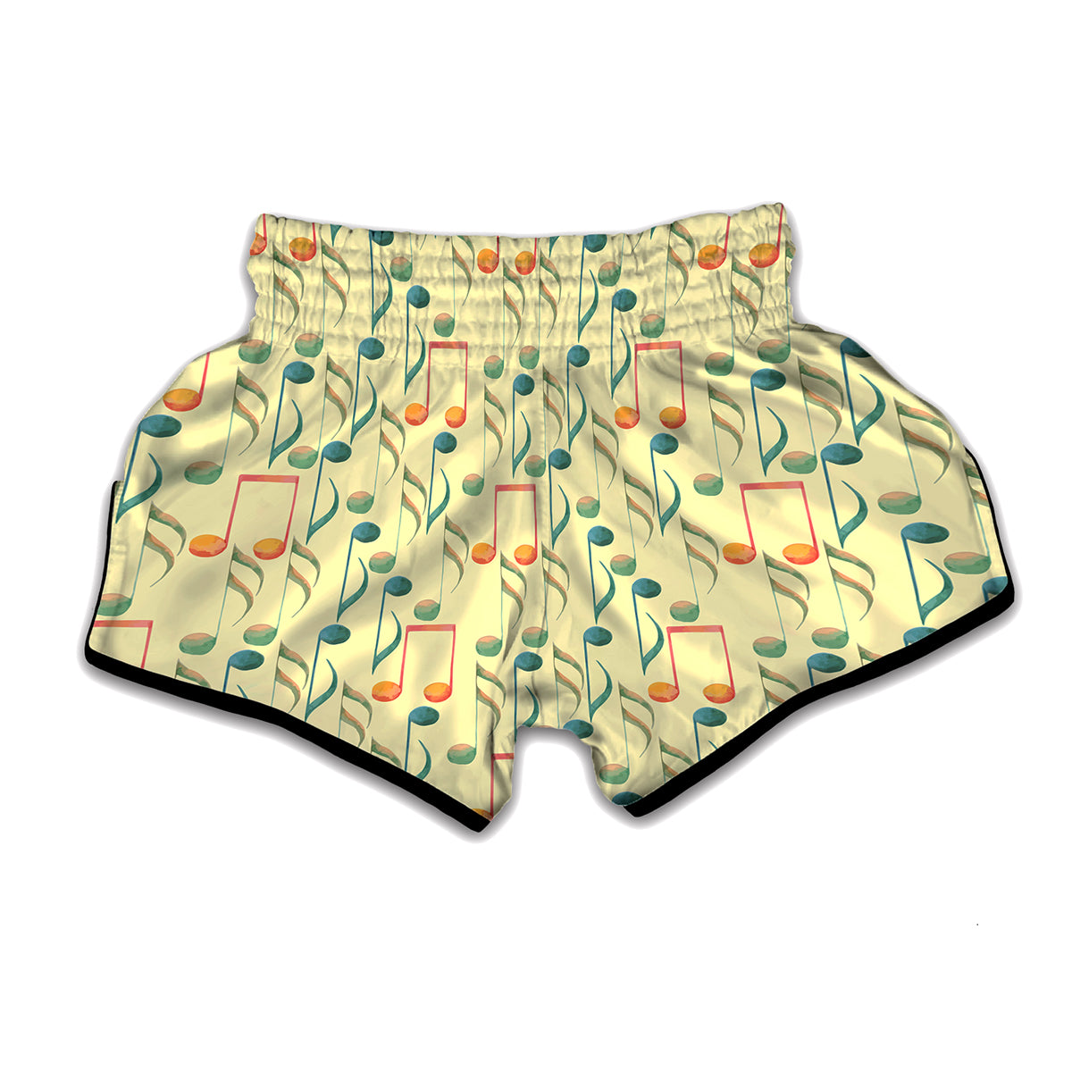 Watercolor Music Notes Pattern Print Muay Thai Boxing Shorts