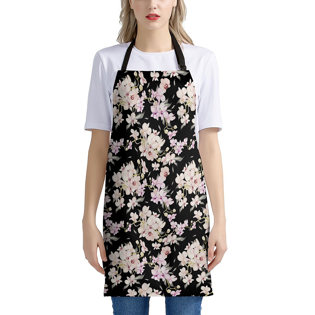 Watercolor Orchid Flower Pattern Print Apron