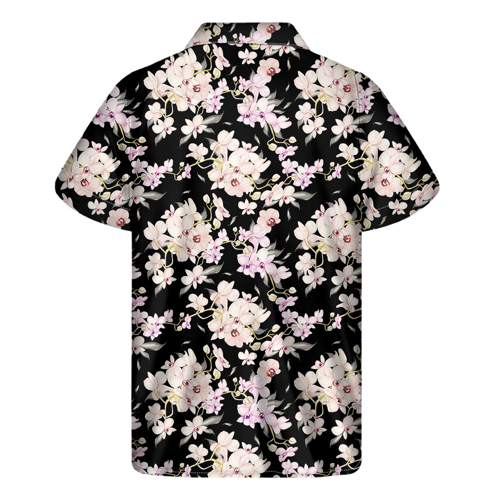 Watercolor Orchid Flower Pattern Print Men's Short Sleeve Shirt