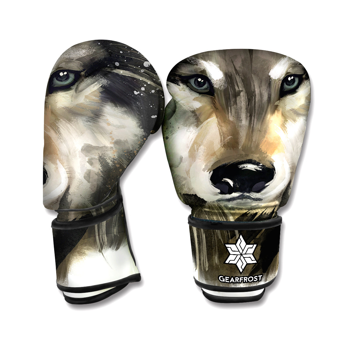 Watercolor Painting Wolf Print Boxing Gloves