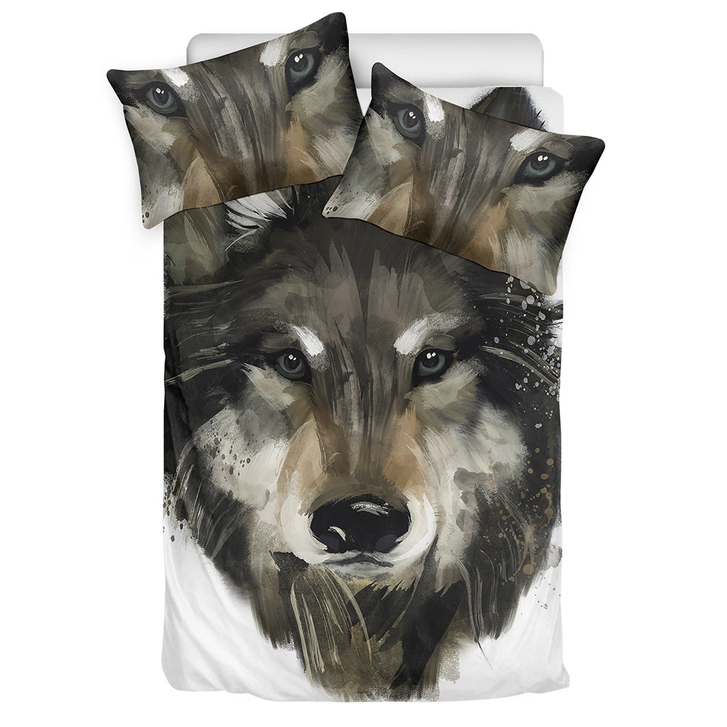 Watercolor Painting Wolf Print Duvet Cover Bedding Set