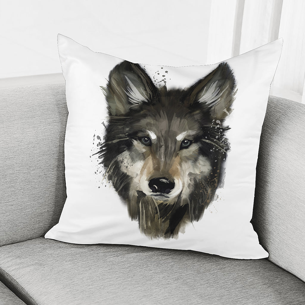 Watercolor Painting Wolf Print Pillow Cover