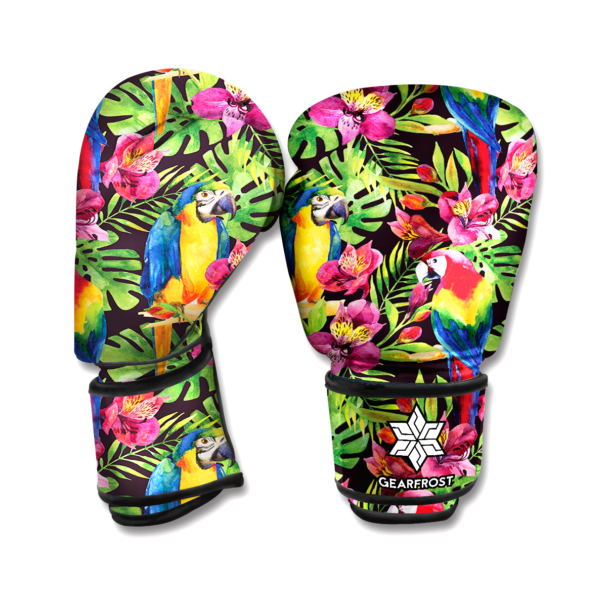 Watercolor Parrot Pattern Print Boxing Gloves