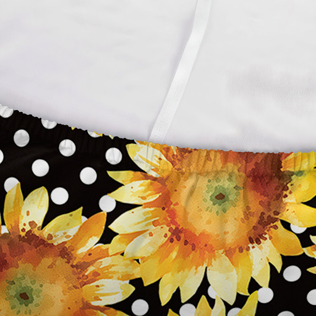 Watercolor Polka Dot Sunflower Print Sofa Cover