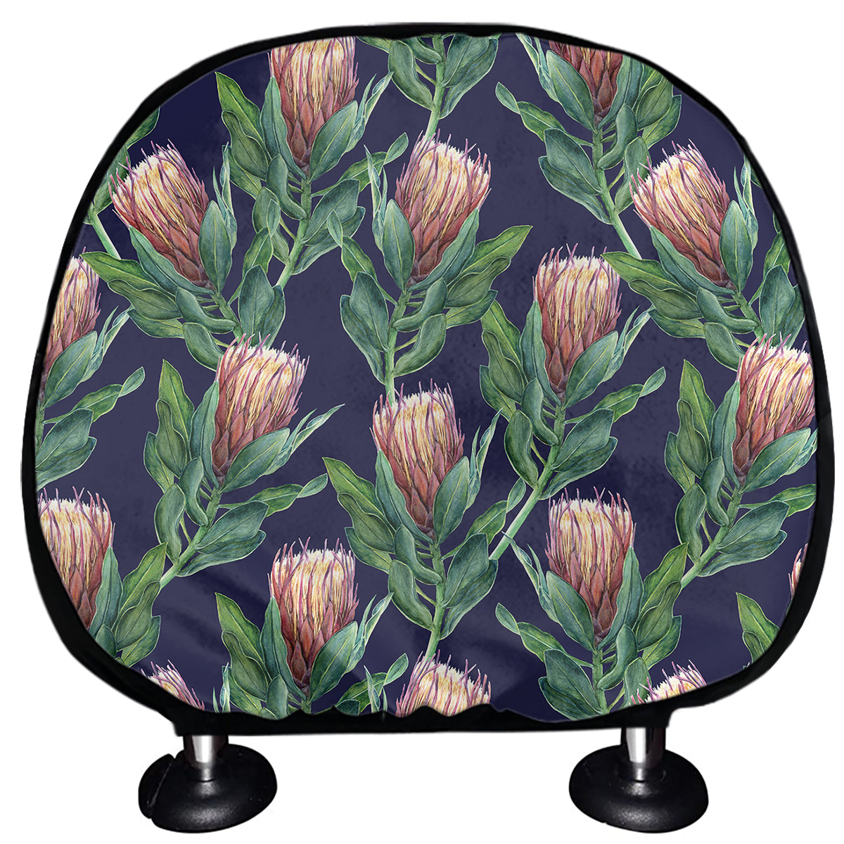 Watercolor Protea Pattern Print Car Headrest Covers