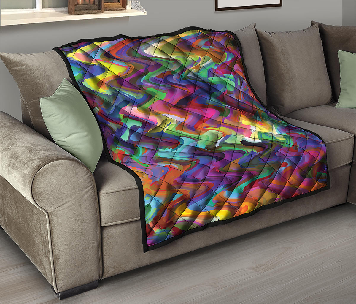 Watercolor Psychedelic Print Quilt