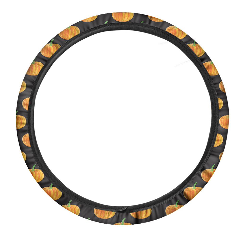 Watercolor Pumpkin Pattern Print Car Steering Wheel Cover