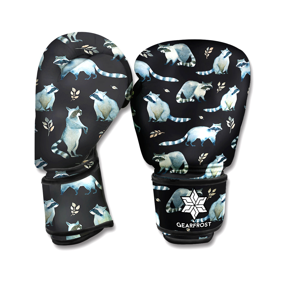 Watercolor Raccoon Pattern Print Boxing Gloves