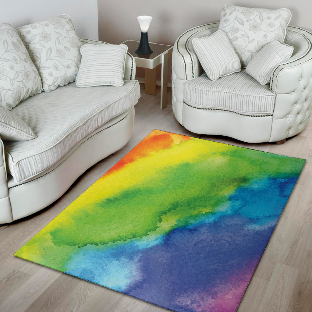 Watercolor Rainbow LGBT Pride Print Area Rug