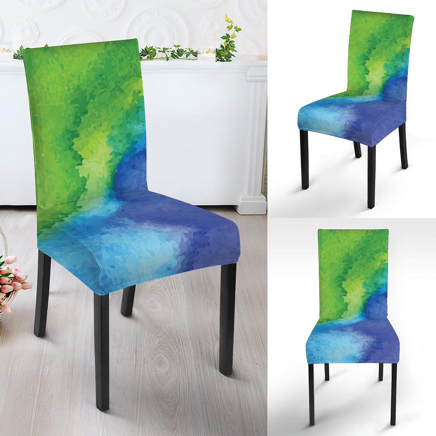 Watercolor Rainbow LGBT Pride Print Dining Chair Slipcover