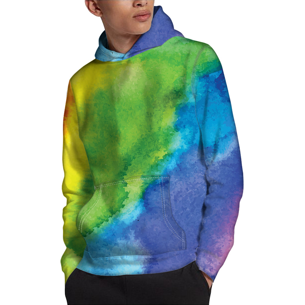Watercolor Rainbow LGBT Pride Print Pullover Hoodie