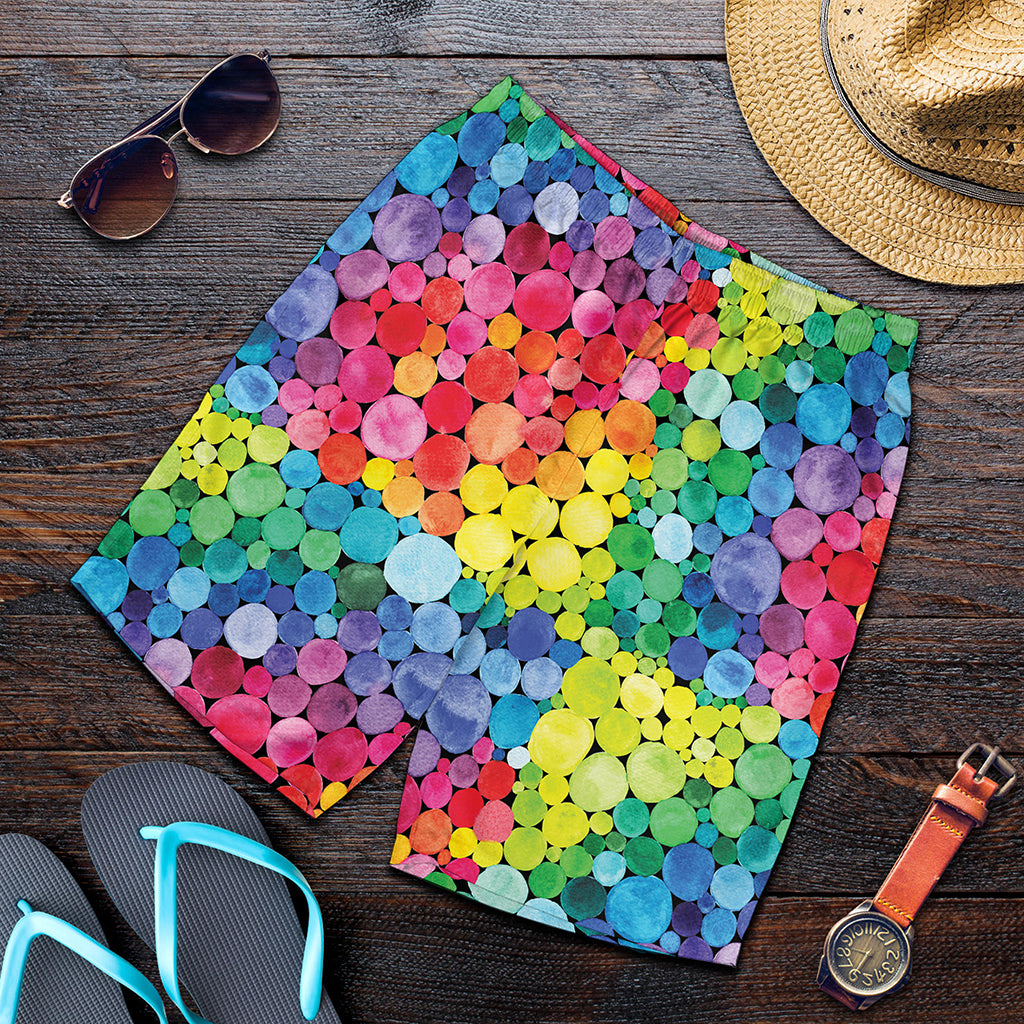 Watercolor Rainbow Pattern Print Men's Shorts