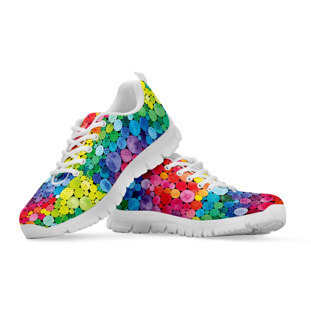 Watercolor Rainbow Pattern Print White Sneakers