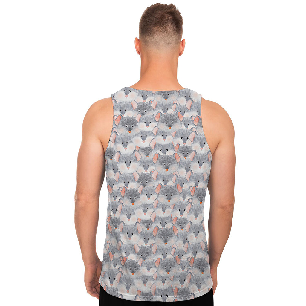 Watercolor Rat Pattern Print Men's Tank Top