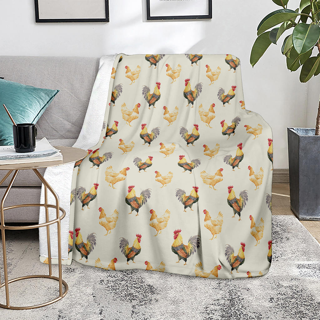 Watercolor Rooster Pattern Print Blanket