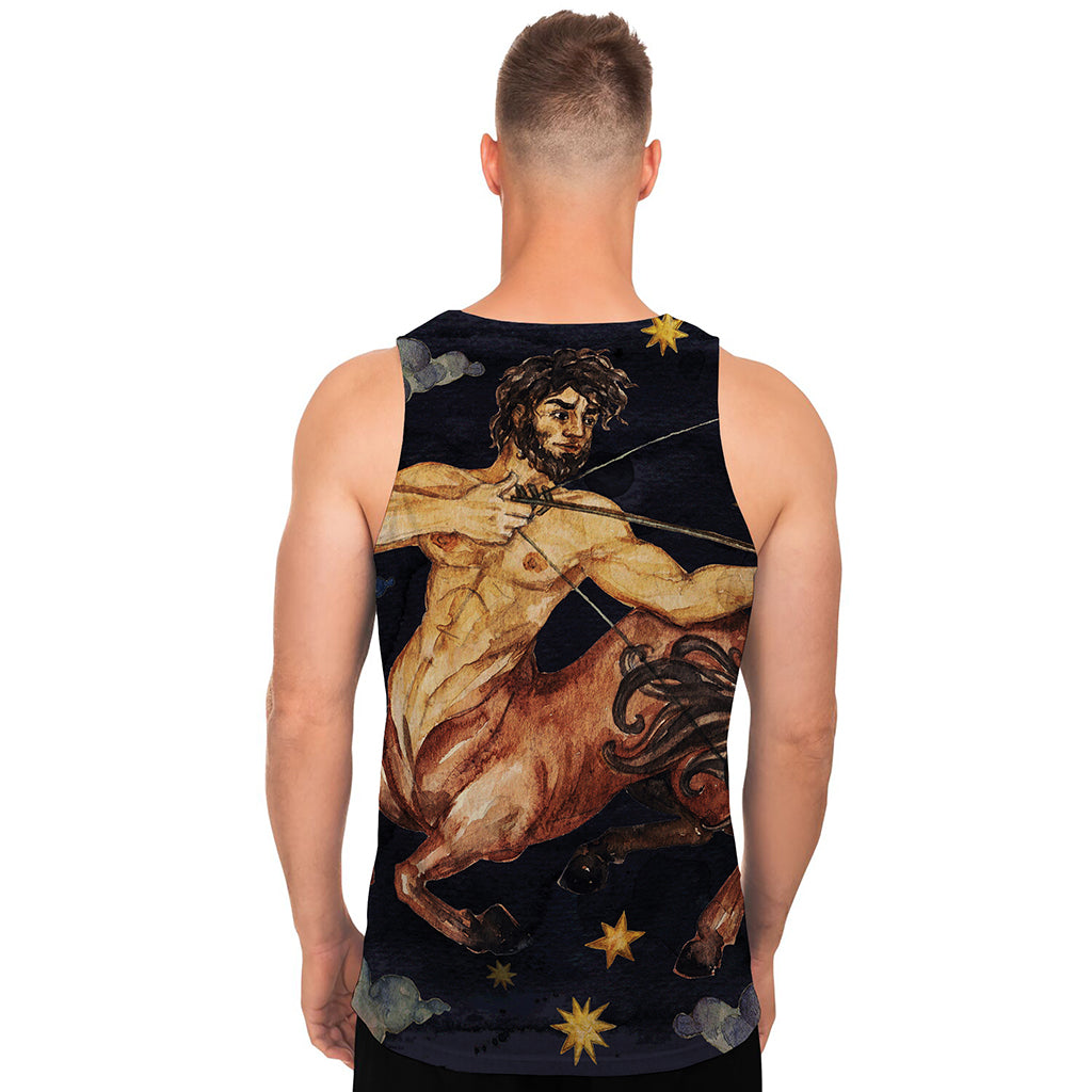Watercolor Sagittarius Zodiac Sign Print Men's Tank Top