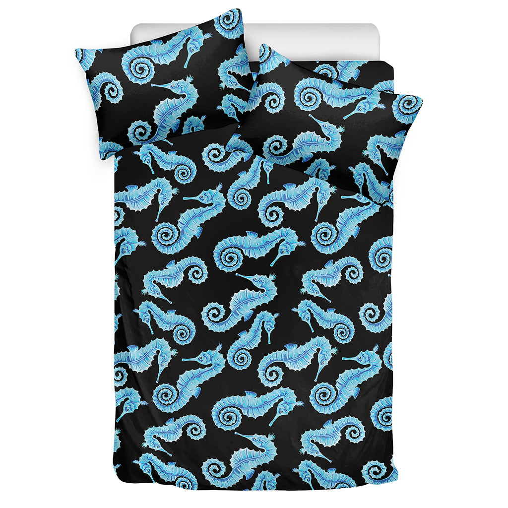 Watercolor Seahorse Pattern Print Duvet Cover Bedding Set