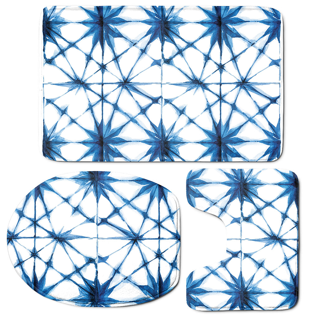 Watercolor Shibori Pattern Print 3 Piece Bath Mat Set
