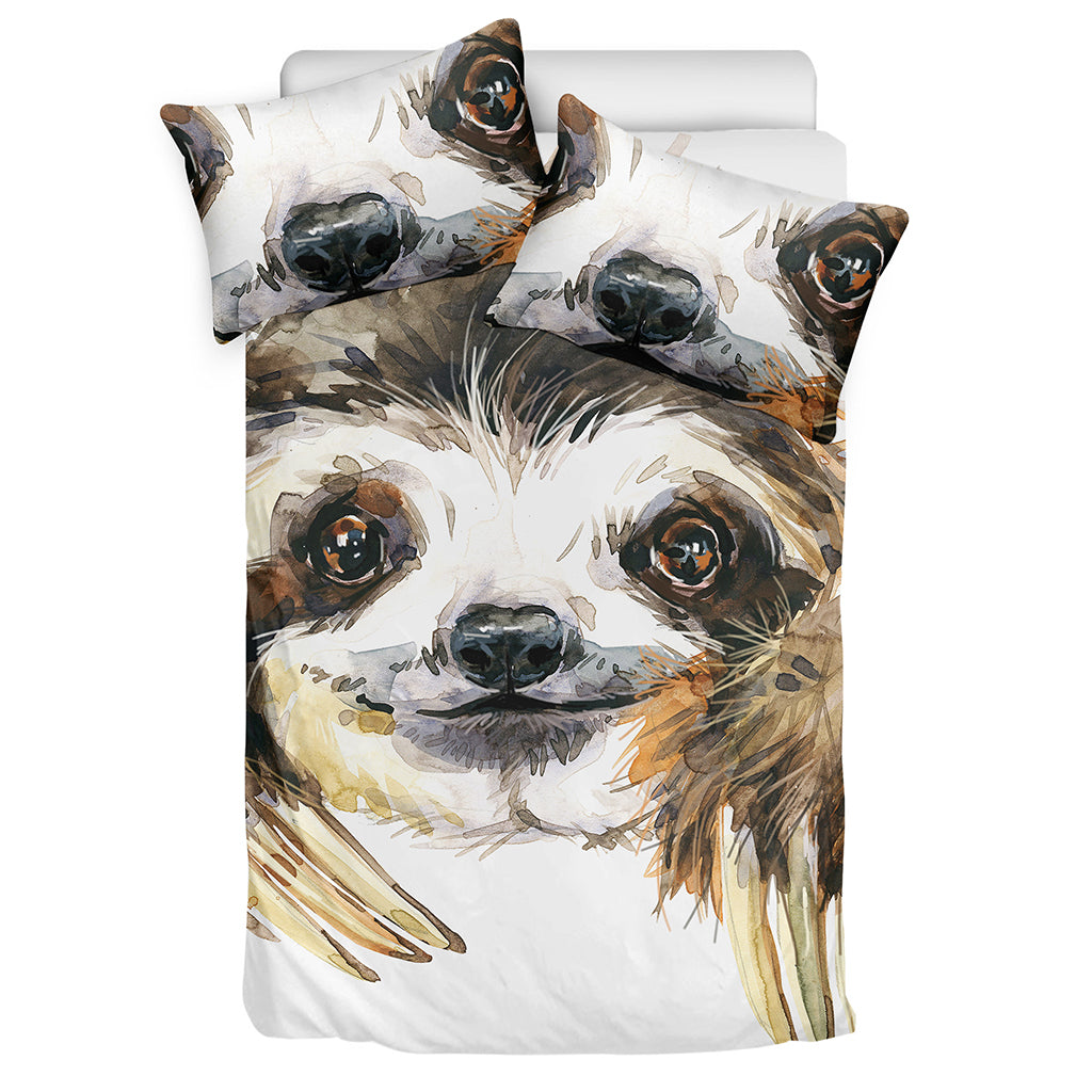 Watercolor Sloth Print Duvet Cover Bedding Set