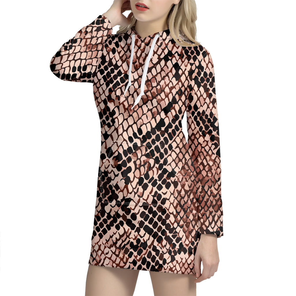 Watercolor Snakeskin Print Hoodie Dress