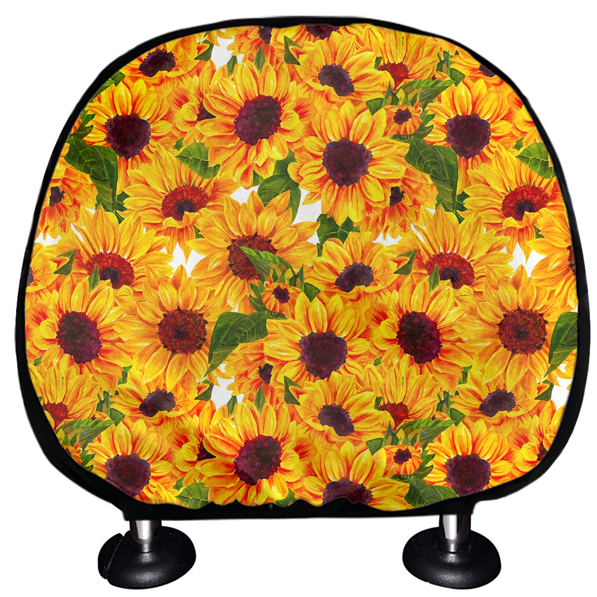 Watercolor Sunflower Pattern Print Car Headrest Covers