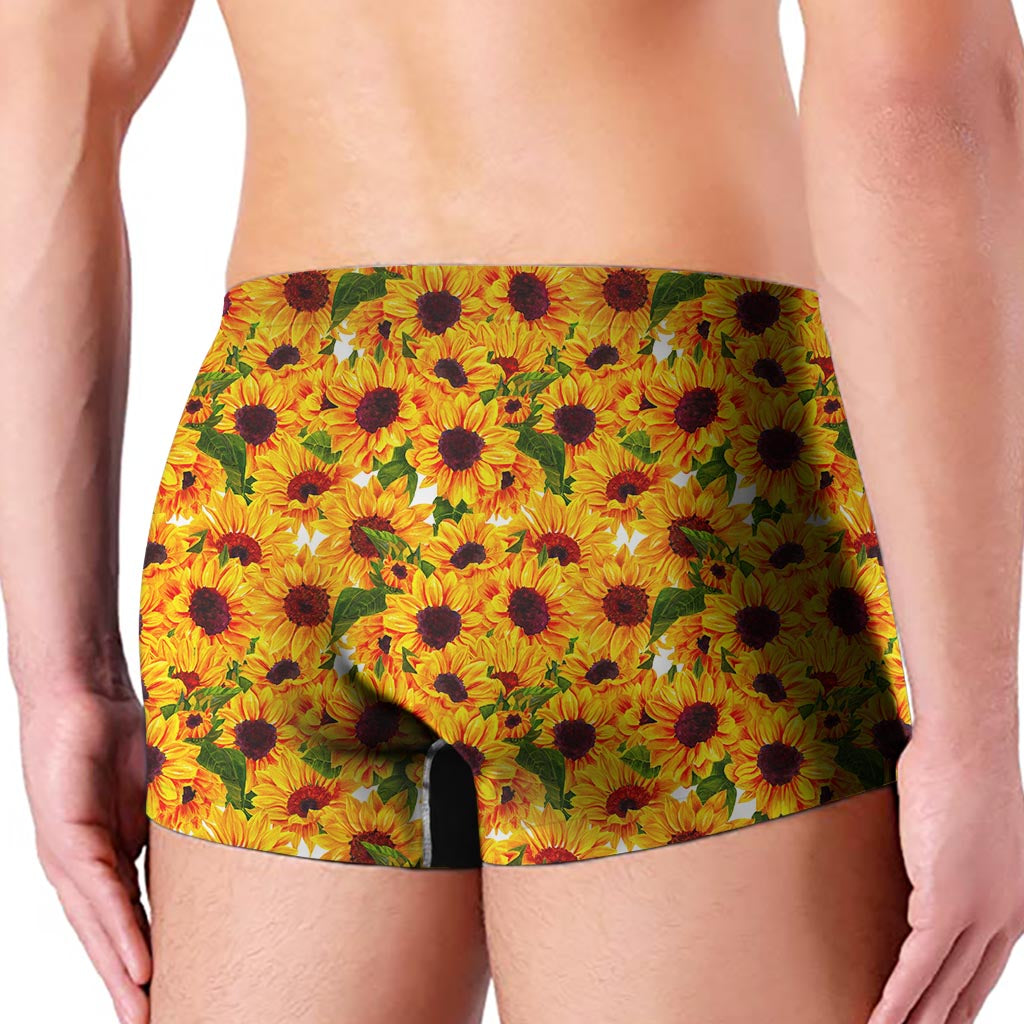 Watercolor Sunflower Pattern Print Men's Boxer Briefs