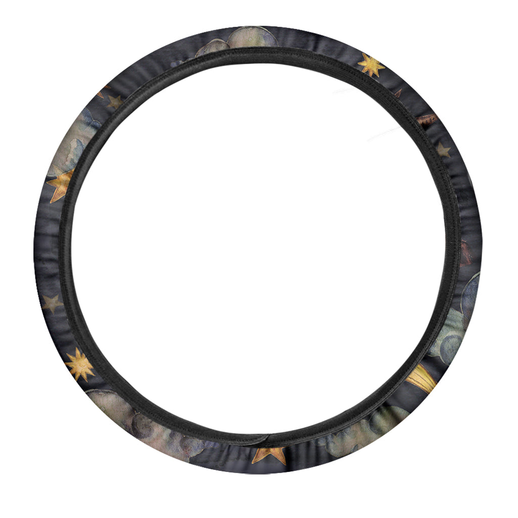 Watercolor Taurus Zodiac Sign Print Car Steering Wheel Cover