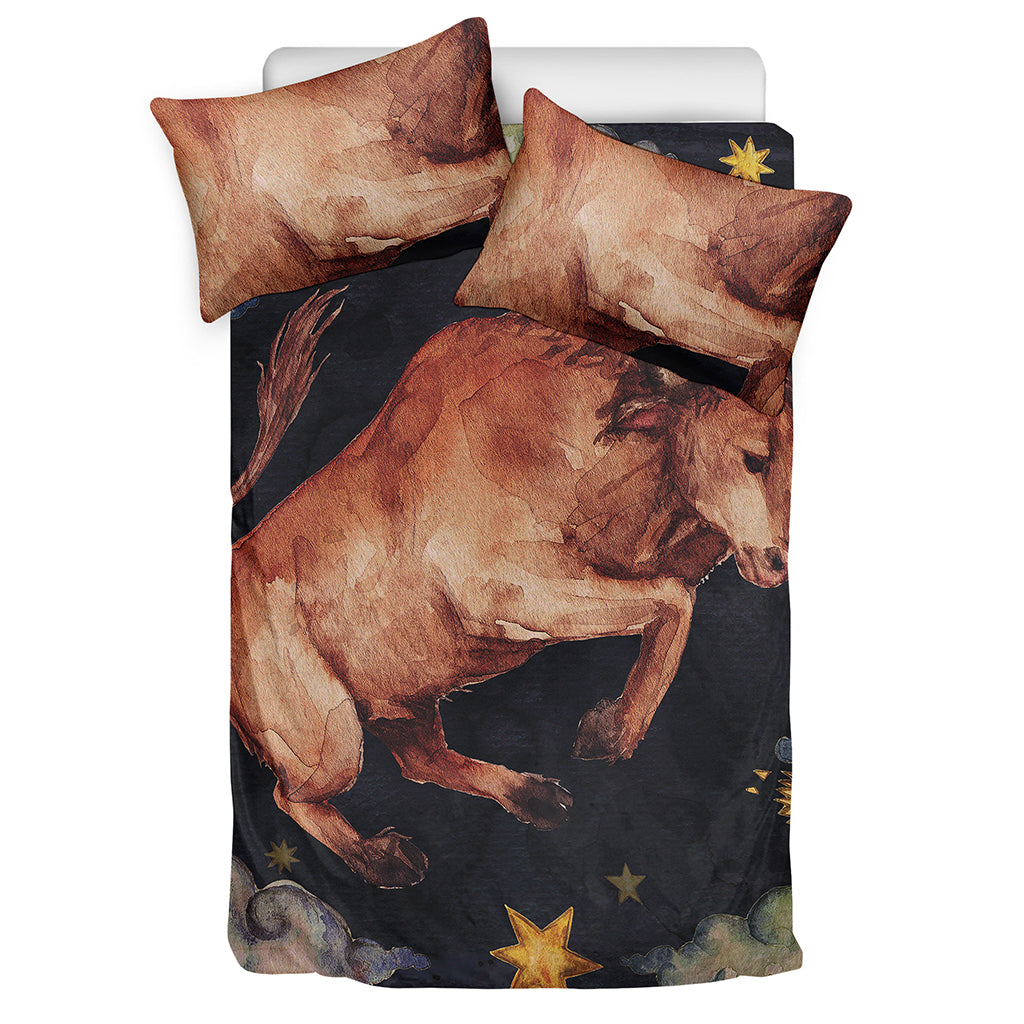Watercolor Taurus Zodiac Sign Print Duvet Cover Bedding Set