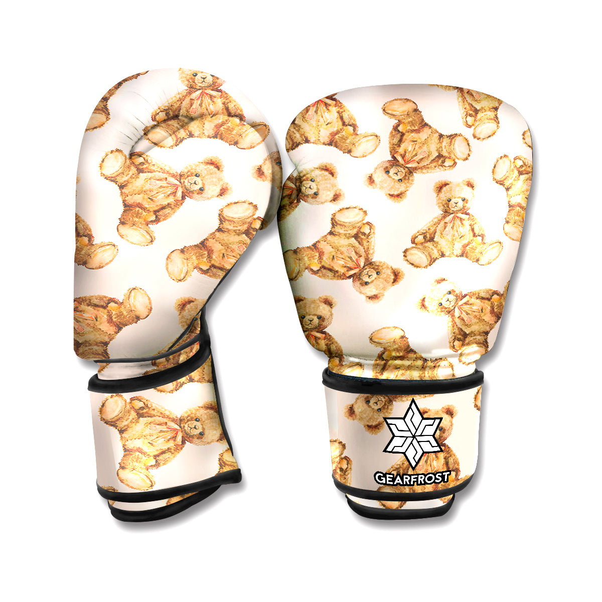 Watercolor Teddy Bear Pattern Print Boxing Gloves