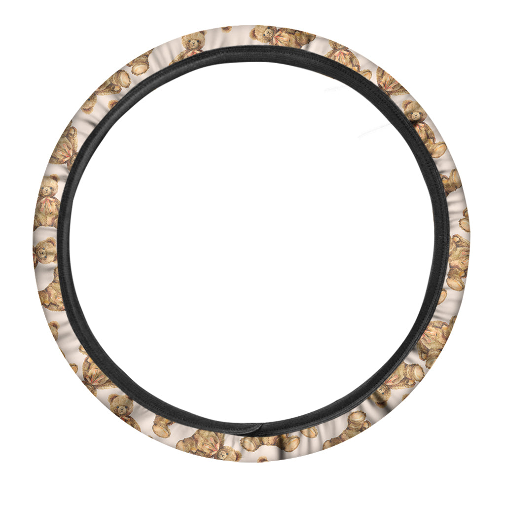 Watercolor Teddy Bear Pattern Print Car Steering Wheel Cover